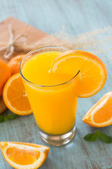Fresh Glass of Breakfast Orange Juice with Slice