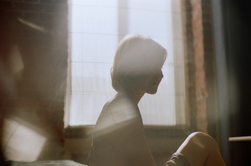 Silhouette of a woman in the morning light
