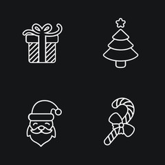 Christmas icons, thin line style.