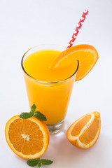 Glass of Fresh Breakfast Orange Juice Isolated on White