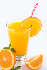 Glass of Breakfast Orange Juice Isolated on White