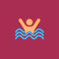 Swimming sign. Sea wave