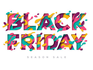 Black Friday Sale Poster with paper cut shapes