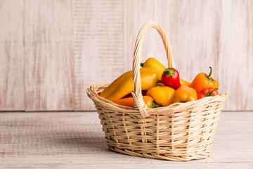 Mini Bell Peppers In Wicker Basket