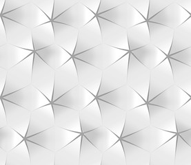 Fototapeta na wymiar White abstract hexagonal geometric pattern. Origami paper style. 3D rendering seamless texture.