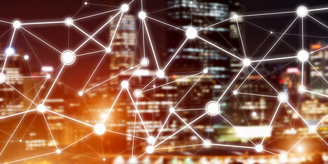 Modern wireless technologies as means of communucation and networking on dark background