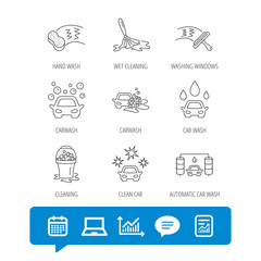 Car wash icons. Cleaning station linear signs.