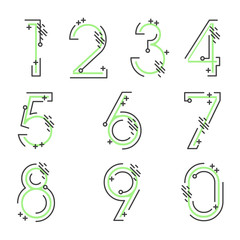 (Element) set of ten numbers form zero to nine, number flat design