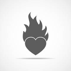 Heart in flame. Vector illustration