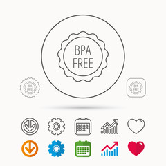 BPA free icon. Bisphenol plastic sign.