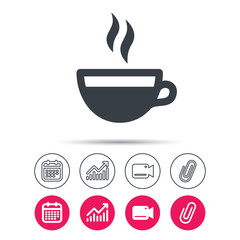 Coffee cup icon. Hot tea drink sign.