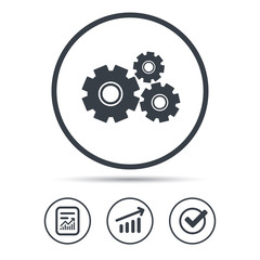 Cogwheels icon. Repair service sign.