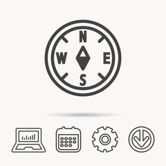 Compass icon. Geographical orientation sign.