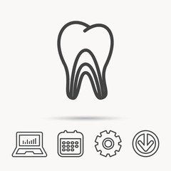 Dentinal tubules icon. Tooth medicine sign.