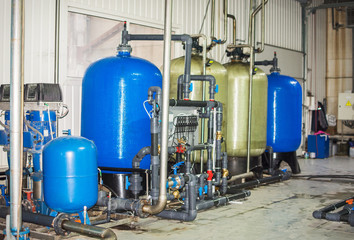 Water purification filter equipment in plant workshop