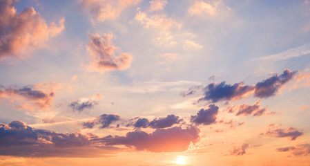 Naklejka na ściany i meble sunset sky panorama - scenic sky 