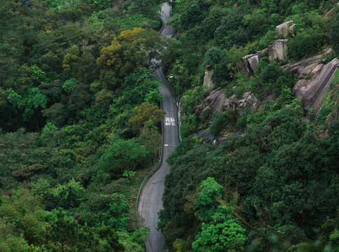 Chinese Stop and Slow Sign Marking on the road in the Valley of Hong Kong.