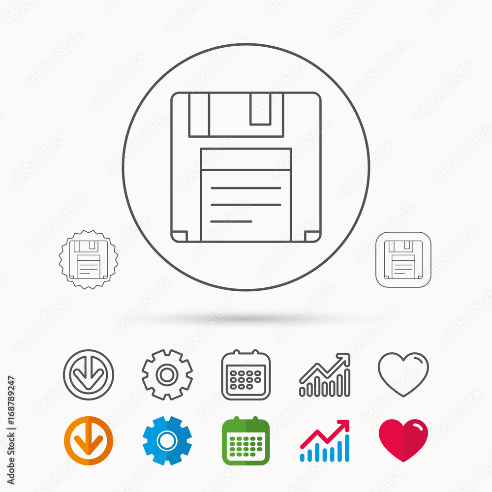 Poster floppy disk icon. retro data storage sign.