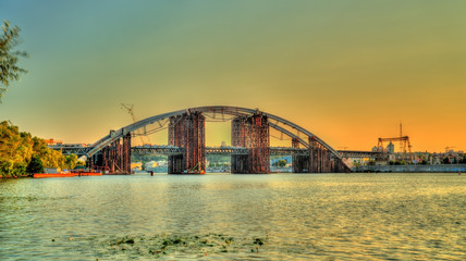 Unfinished bridge across the Dnieper in Kiev, Ukraine