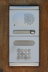 intercom on the wall close up