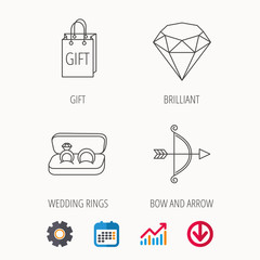 Brilliant, gift and wedding rings icons.