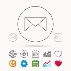 Envelope mail icon. Email message sign.