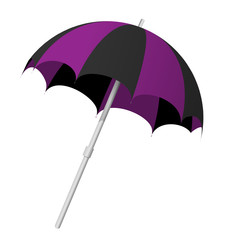 Vector illustration of a beach black and purple  umbrella on a transparent background