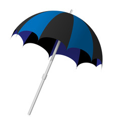 Vector illustration of a beach black and blue umbrella on a transparent background
