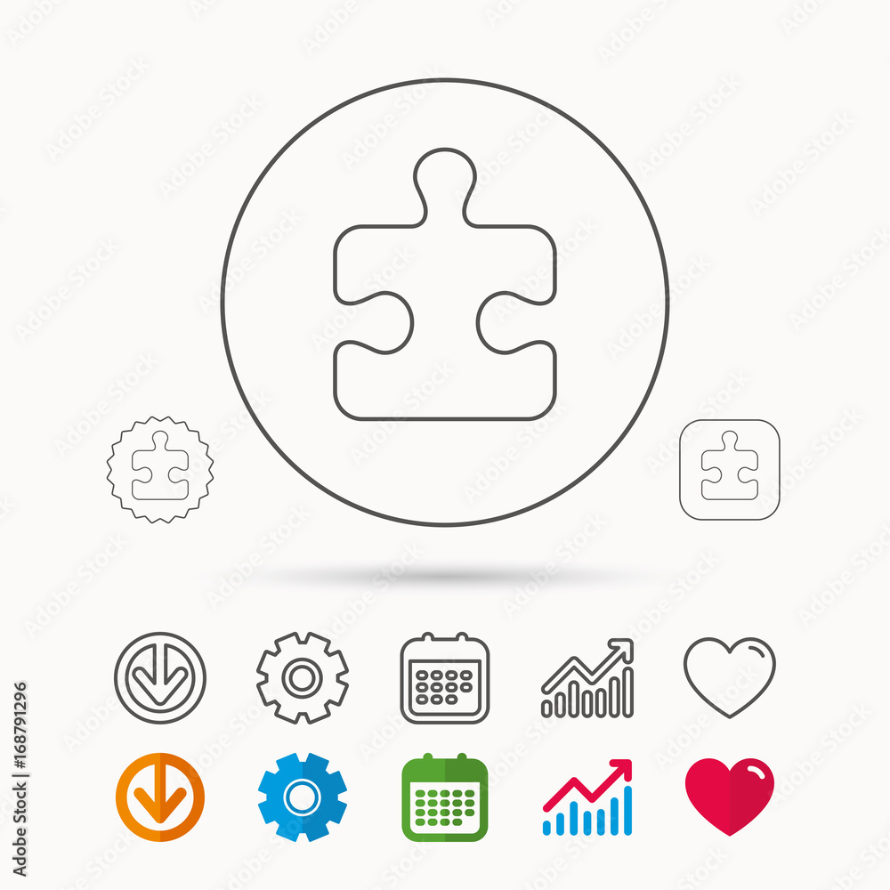 Poster puzzle icon. jigsaw logical game sign.