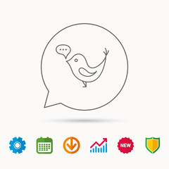 Bird with speech bubble icon. Short messages.