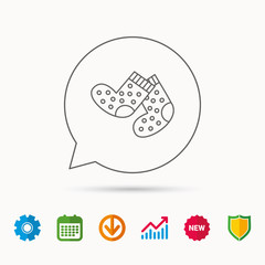 Socks icon. Baby underwear sign.