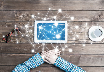 Concept of social communication and networking with social connection lines