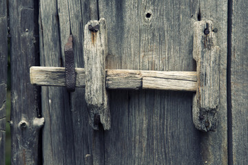 old wooden fence with door handle