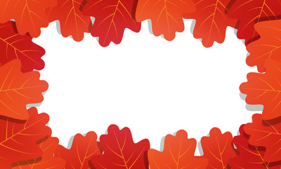 Autumn leaves background. Frame of vector oak leaves. Template for Autumn banner, poster, ad, card.