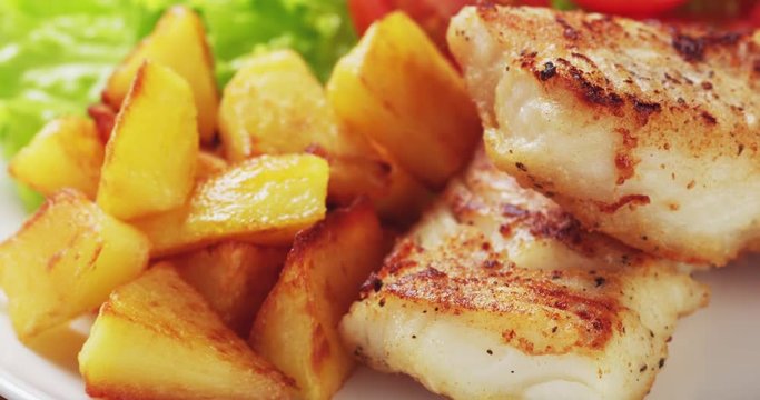 roasted codfish fillet with vegetables