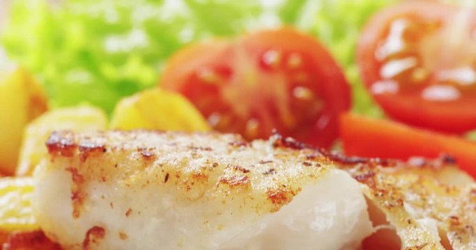 roasted codfish fillet with vegetables