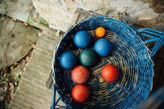 Bocce Balls in a Basket