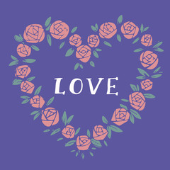 Heart shaped Love lettering