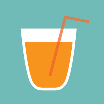 recommend clip art: glass with orange juice- vector illustration