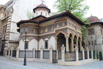 Naklejka na ściany i meble Biserica Mănăstirii Stavropoleos (Stavropoleos Monastery Church), Bucarest, Romania