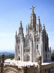 Aerial view of Church Sacred Heart of Jesus,Tibidabo mountain, Spain