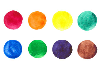 Raster illustration watercolor circles of different colors