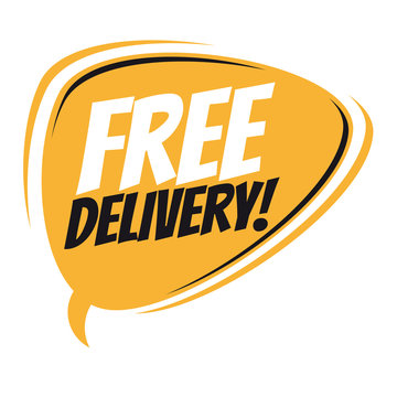 free delivery retro speech bubble