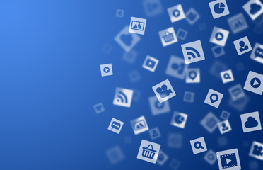 Internet media icons blue background for your design