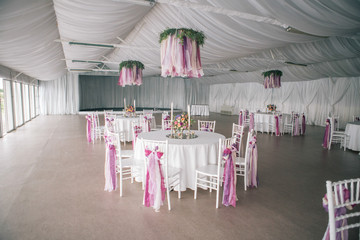 decorated Wedding table setting with candles