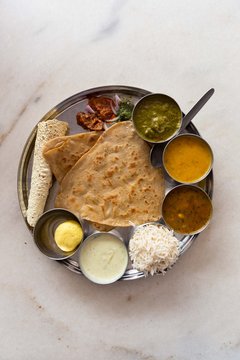 Thali - Indian lunch with curry and rice