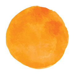 Vector orange circle painted in watercolors