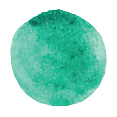 Vector turquoise circle painted with watercolors