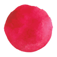 Vector red circle painted in watercolors