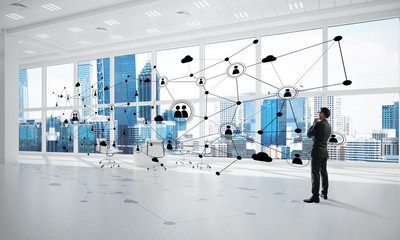 Obraz premium Networking and social communication concept as effective point for modern business